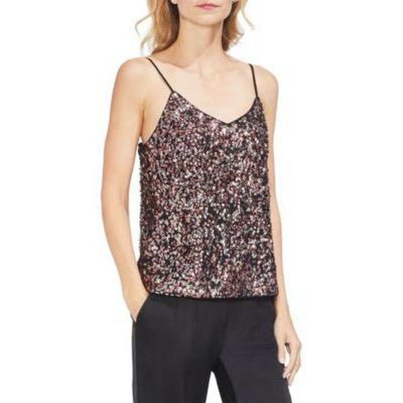 Vince Camuto Multi-Sequin Mesh Cami, Size XL