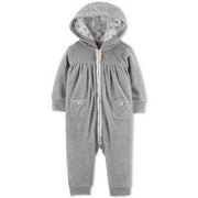 Carter's Baby Girls Hooded Faux-Fur-Trim Fleece Coverall