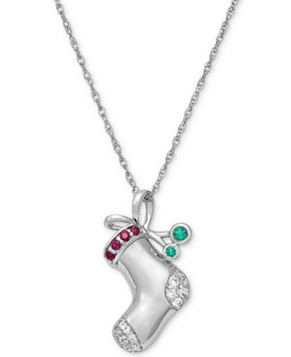 RH Macy Lab-Created MultiGemstone Pendant Necklace Sterling Silver