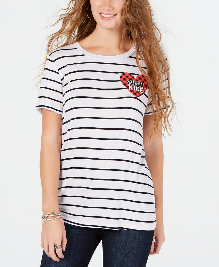 Rebellious One Juniors Semi Nice Striped Graphic T-Shirt, Various Sizes