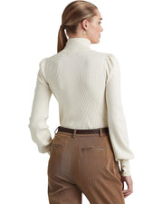 LAUREN Ralph Lauren Button-Trim Mock Neck Sweater, Size PM