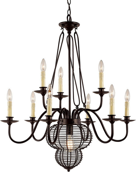 Trans Globe Lighting - French Basket -Ten Light 2-Tier Chandelier