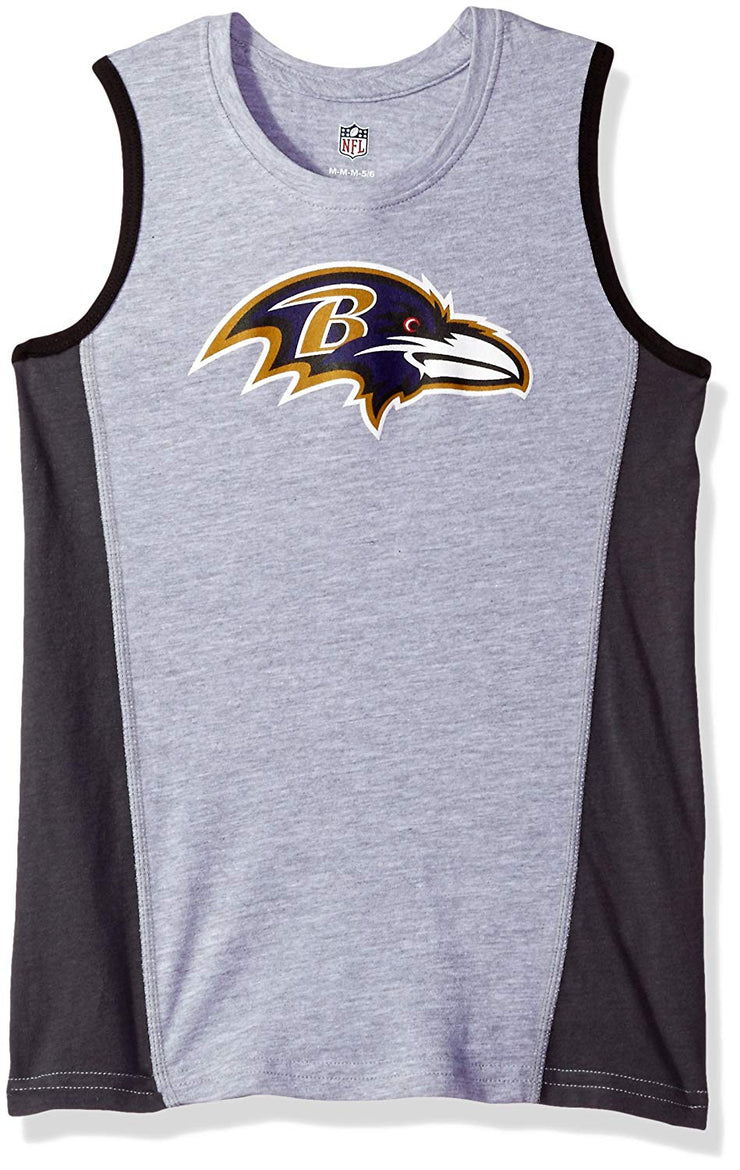 NFL Baltimore Ravens Youth Boys Fan Gear Gray Tank Top Shirt, Medium 10-12