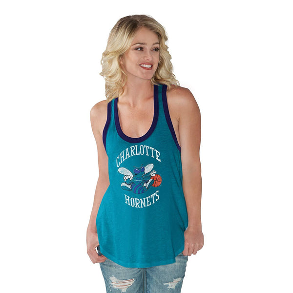 NBA Charlotte Hornets Womens Power Play Color Block Tank Top/Blue/L