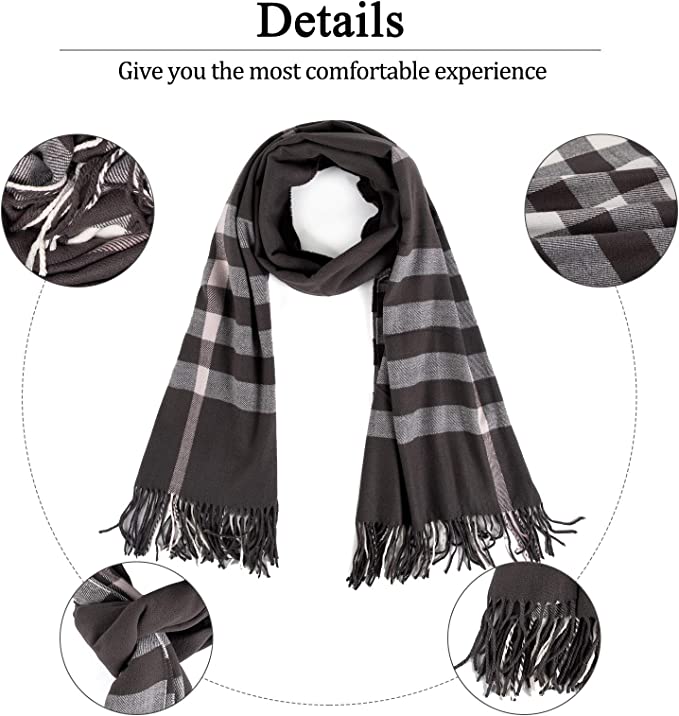 Viamulion Beautiful Winter Scarf Elegant Collection Warm Solid Plaid