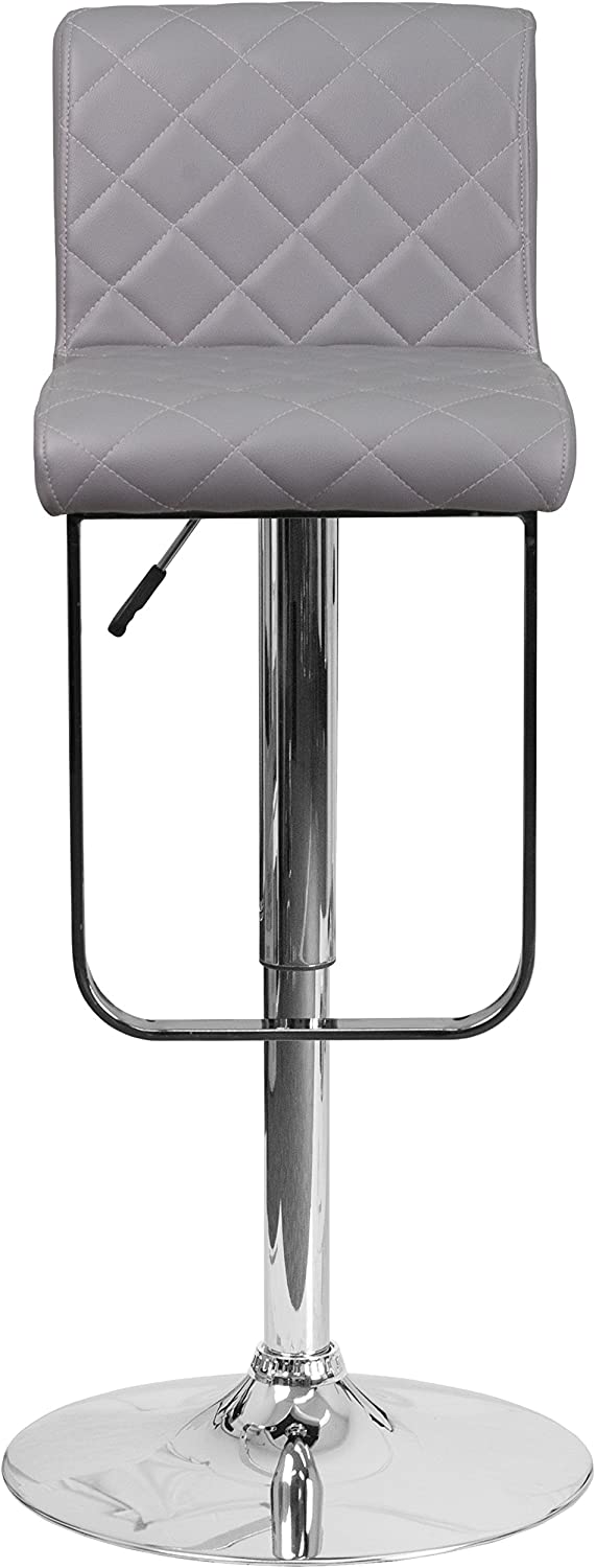 Flash Furniture Set of 2 Contemporary Gray Vinyl Adjustable Height Barstool