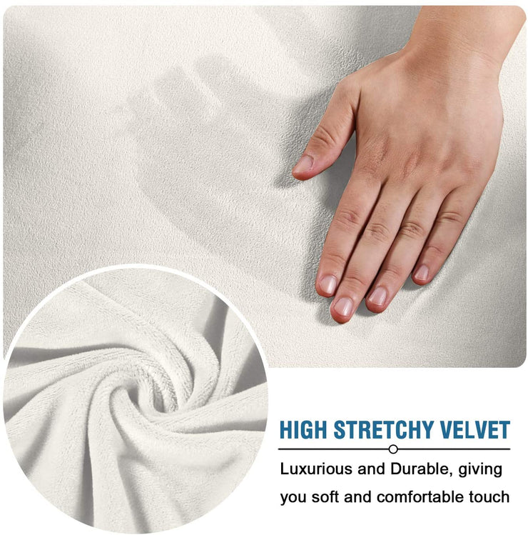 H.VERSAILTEX Modern Velvet Plush 4 Piece High Stretch Sofa Slipcover Strap Sofa