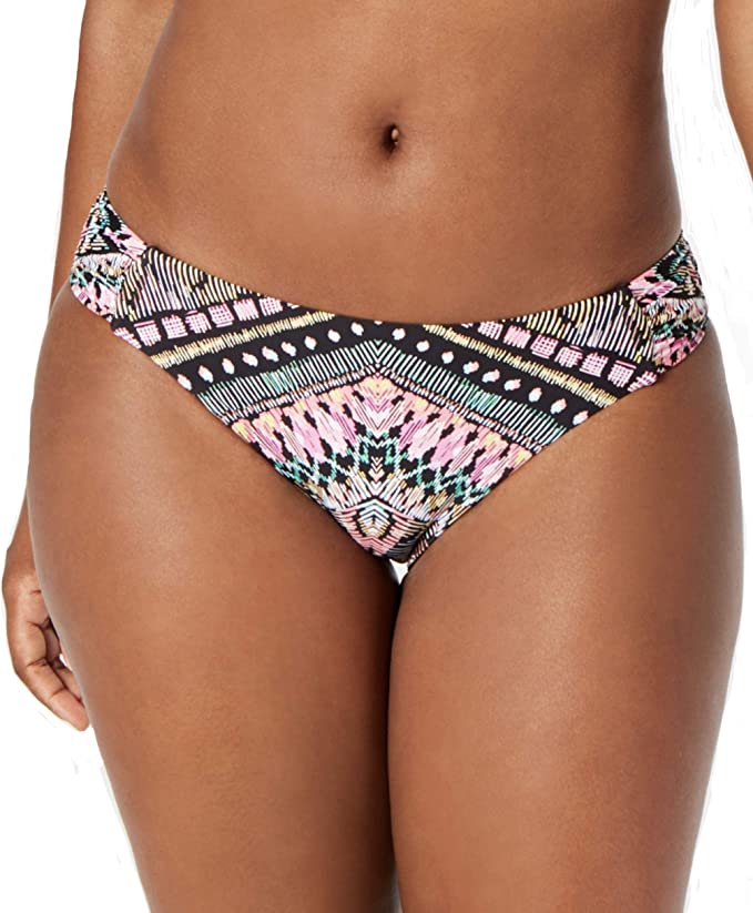 Bar III Tropical-Print Ruched Bikini Bottoms