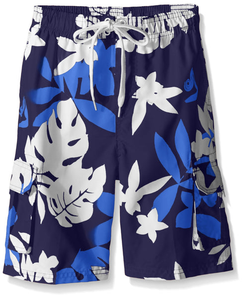 Kanu Surf Little Boys Voyage Floral Swim Trunk, Navy, Small (4)