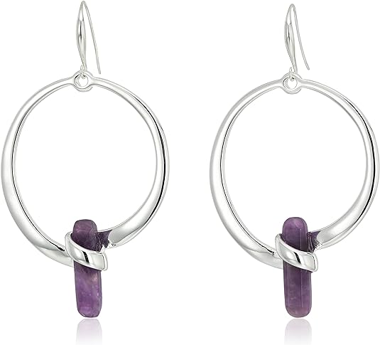 Robert Lee Morris Womens Amethyst and Silver Gypsy Earrings