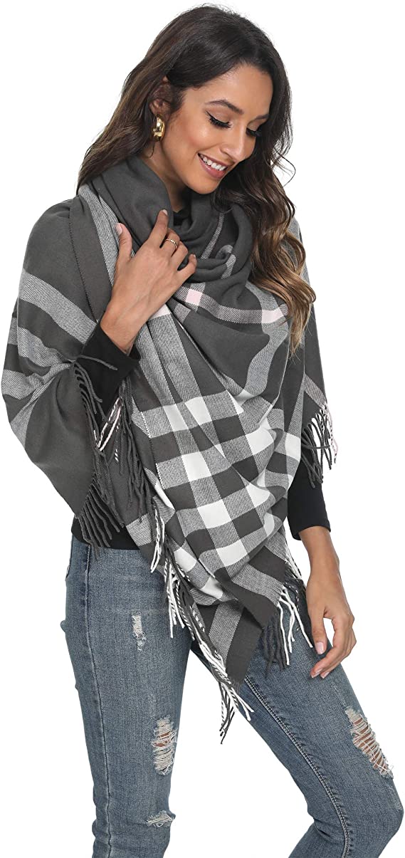 Viamulion Beautiful Winter Scarf Elegant Collection Warm Solid Plaid