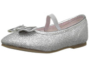 Kids Carters Girls Bigbow5 Fabric Pull On Ballet, Silver, Size Toddler 6.0