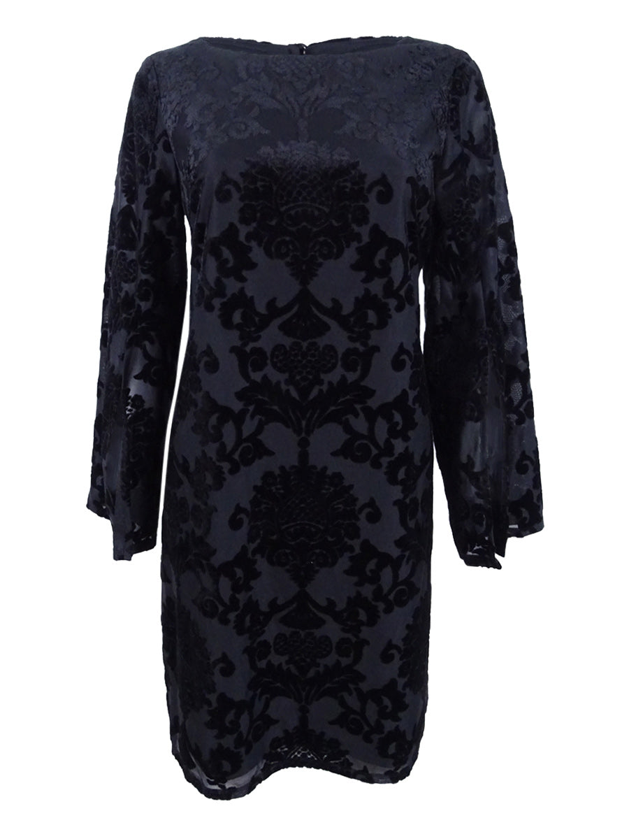 Jessica Howard Plus Size Bell-Sleeve Velvet Intarsia Dress