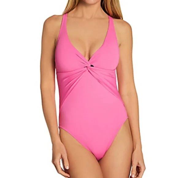 Bleu by Rod Beattie Trendy Plunging Halter One-Piece Swimsuit