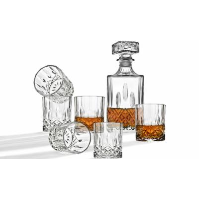 Studio Silversmiths 34 Oz. Diamond Decanter and 10 Oz. DOF Whiskey Glasses