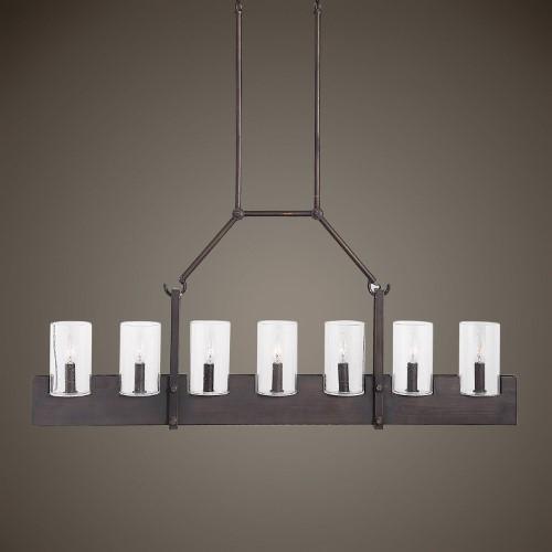 Uttermost Pinecroft 7 Light Island Linear Pendant in Burnished Bronze, 47.25 in.