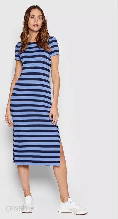 Lauren Ralph Lauren Womens Striped T Shirt Dress Keel Blue, Size XL