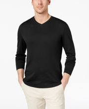 Tasso Elba Mens Supima Blend Knit V-Neck Long-Sleeve T-Shirt, Size Small