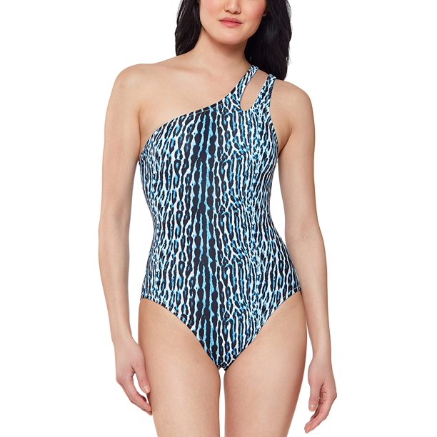 Jessica Simpson Printed Sassy Safari One-Shoulder One-Piece Swimsuit