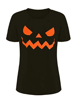 Pumpkin Face Womens Halloween T-shirt, Size Large