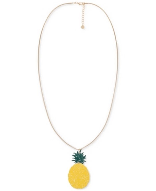 Alfani Gold-Tone Colored Pineapple Long Pendant Necklace, 34 + 2 Extender