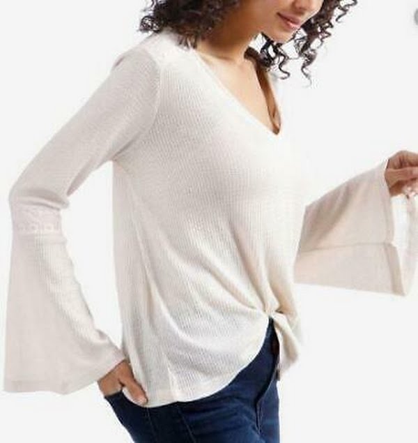 Lucky Brand Trendy Plus Size Flare-Sleeve Thermal Top