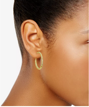 And Now This Cubic Zirconia Medium in and out Clip-On Hoop Earrings in Gold-Plat