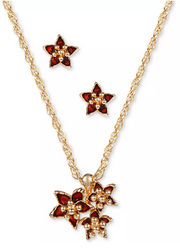 Charter Club Gold-Tone Poinsettia Pendant Necklace and Stud Earrings Set