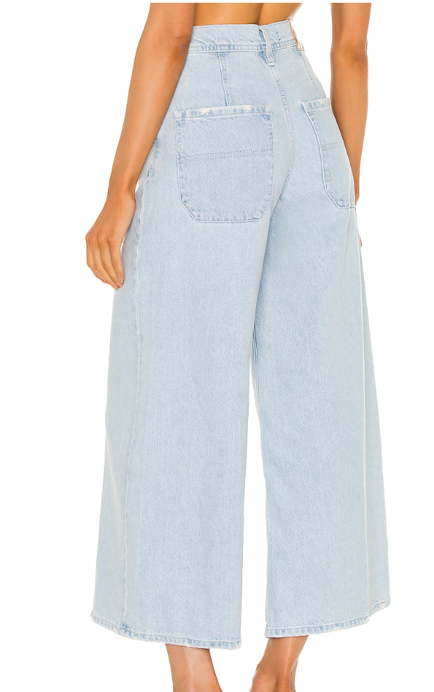 Free People Landry Crop Wide Leg Jeans in Bay Blue