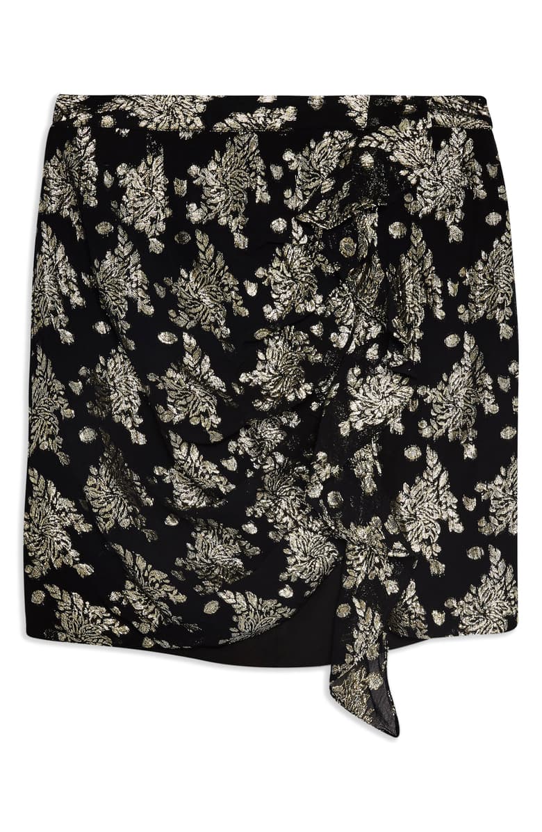 Topshop Womens Ruched Foil Miniskirt, Size 6