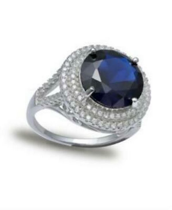 RH Macy Blue Cubic Zirconia Double Pave Row Ring In Sterling Silver