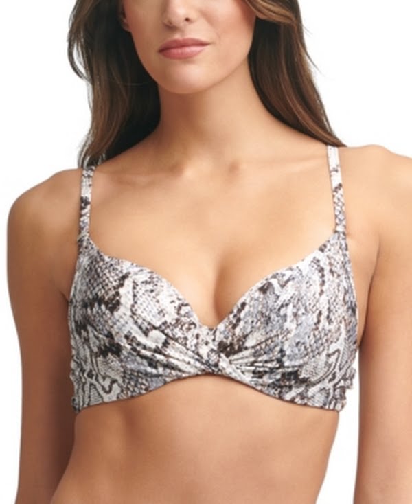 Calvin Klein Women’s Snake Print Twist Front Underwire Bikini Top