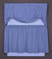 Logan Gingham Check Print Tie-Up Valance Window Curtain, 60x24 Blue