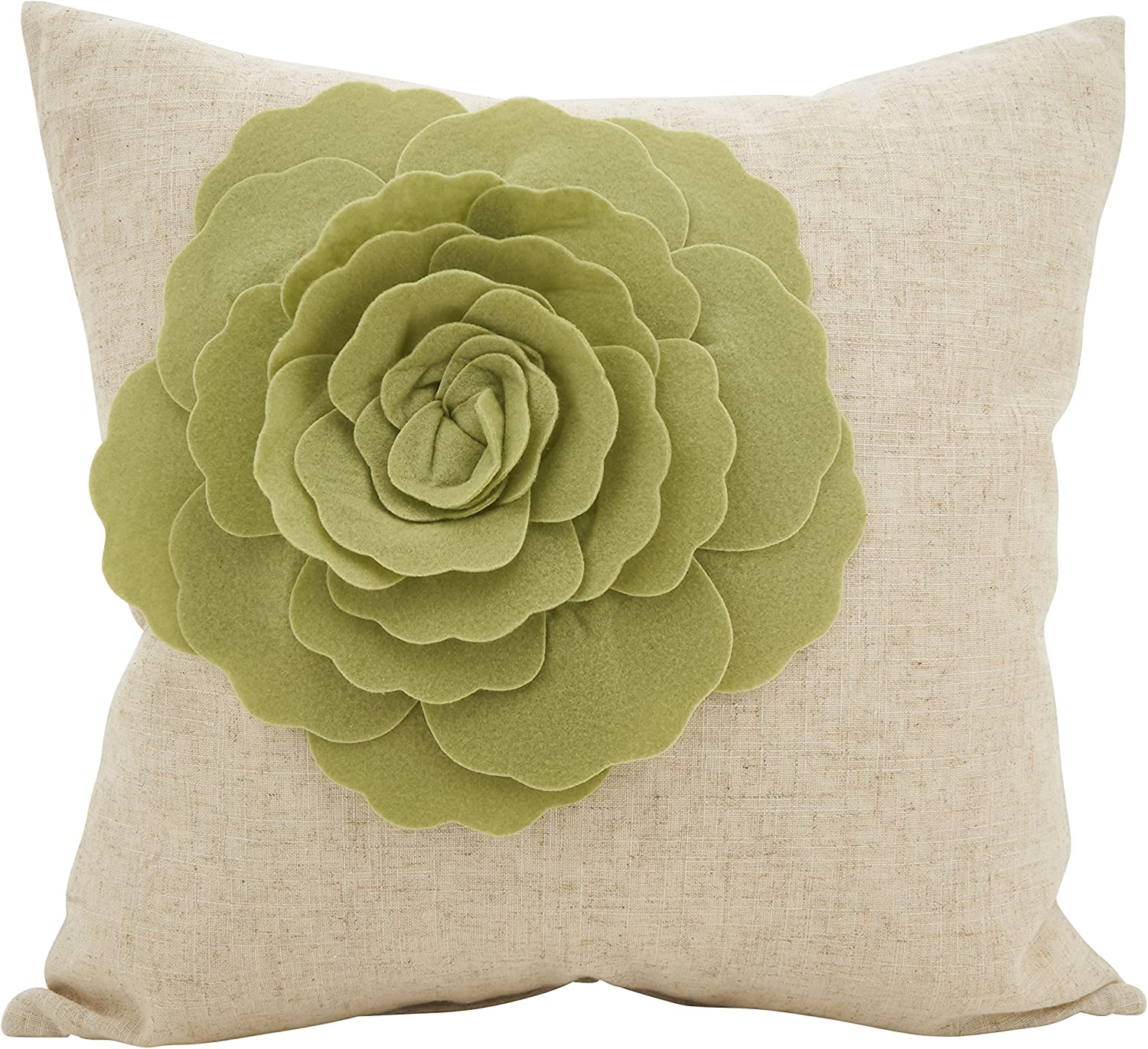 Saro Lifestyle Rose Flower Statement Throw Pillow, 18″ x 18″