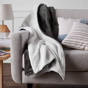 AmazonBasics Soft Micromink Sherpa Blanket - Throw Charcoal 50x60 in