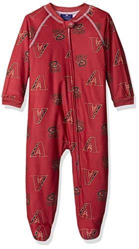 MLB Diamondbacks Sleepwear All Over Print Zip Up Coverall, 0-3 Months, Cardinal