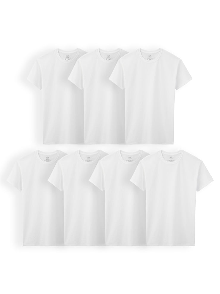 Fruit of the Loom Boys Undershirts 7 Pack White Cotton Crew T-Shirts, Size XS
