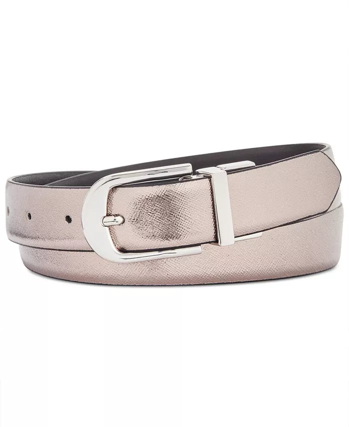 INC Reversible Belt, Pewter/Black/Silver, Size Small