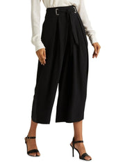 Ralph Lauren Womens Black Pleated Georgette Culotte Pants, Size 18
