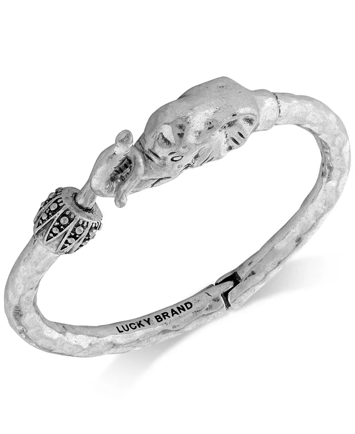 Lucky Brand Bracelet, Silver-Tone Elephant Cuff Bracelet