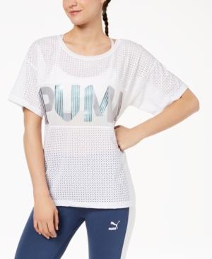 PUMA Women's Big Cat Drapey Tee, White, Size Small