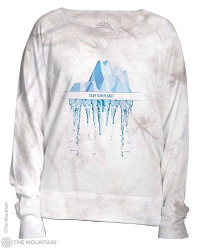 The Mountain Save Our Planet Womens Slouchy Crew Adult small