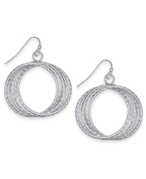 Thalia Sodi Silver-Tone Multi-Ring Medium 1.3 Drop Hoop Earrings