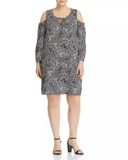 Cupio Plus Paisley-Print Cold-Shoulder Dress, Size 3X