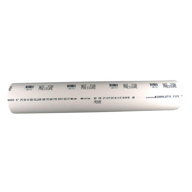 Charlotte Pipe Schedule 40 3 in. 3 in. D PVC 2 in. Foam Core Pipe 1 Pk