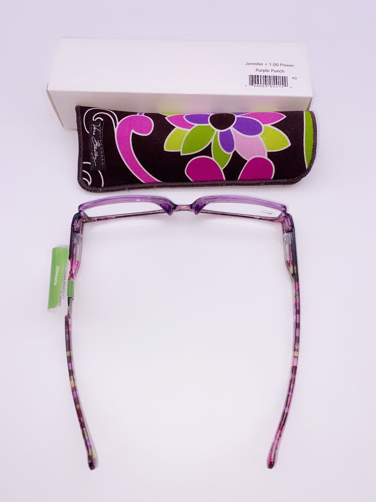 Vera Bradley Jennifer Eyeglasses  + 1.00 With  Power Purple Punch