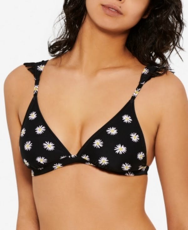 Hula Honey Juniors Daisy Dot Ruffled Bikini Swim Top