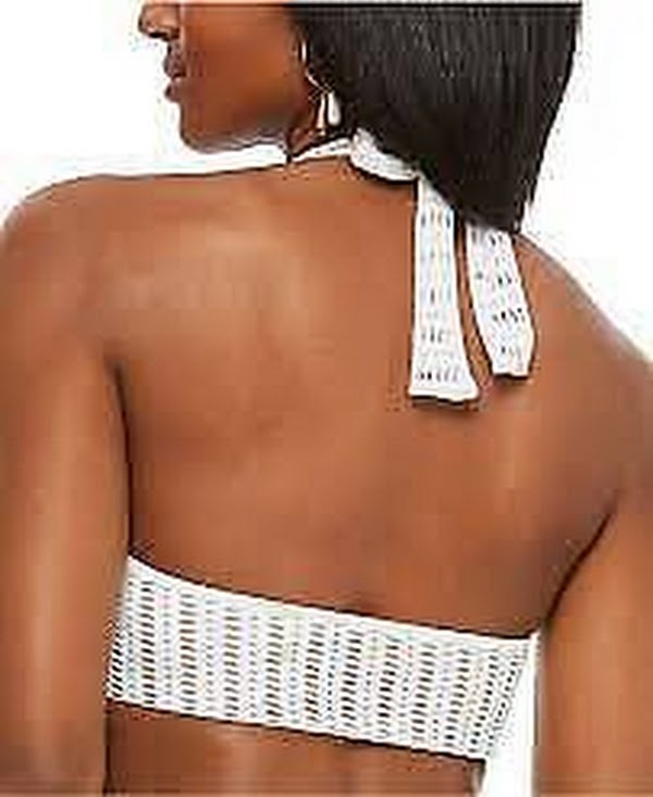 Bar III Crochet Long-Line Bikini Top, Size XS