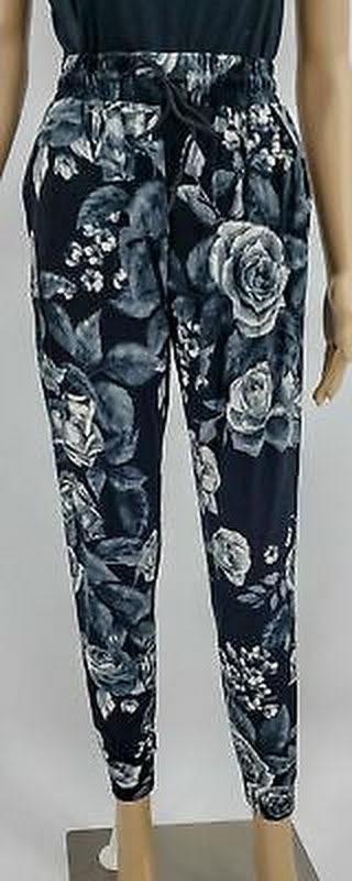 Leggings Depot Premium Joggers Flower Print High Waist Track, Size Small