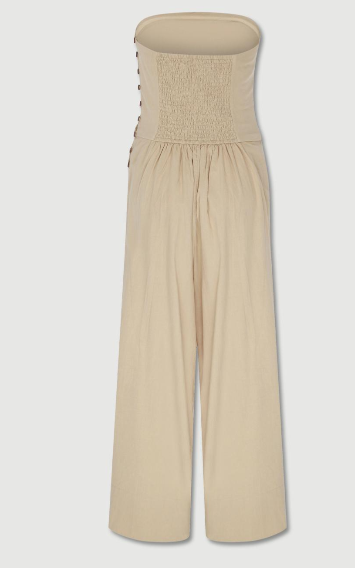 Free People Blake Strapless Jumpsuit in Parchment, Size Small